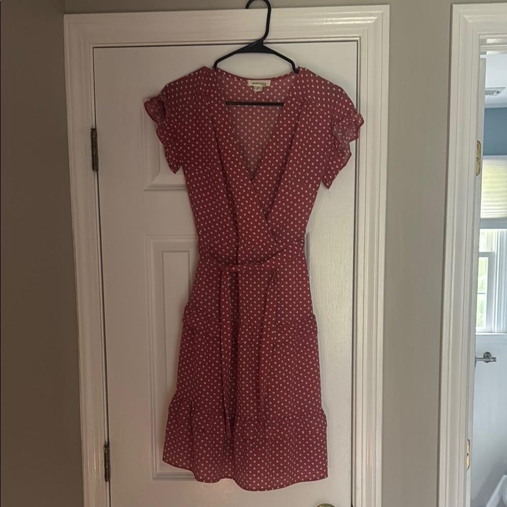 Monteau Burgundy Polka Dot Midi Dress